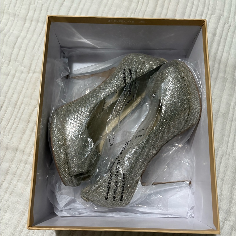 Michael Kors Sparkling Silver Platform Heels - image 7